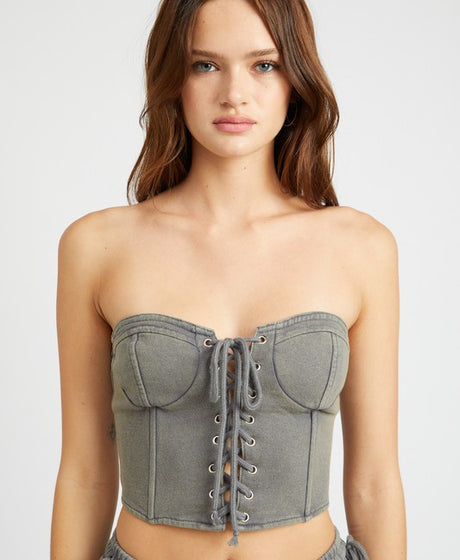 FRENCH TERRY STRAPLESS BUSTIER TOP-Emory Park-[option4]-[option5]-[option6]-[option7]-[option8]-Shop-Boutique-Clothing-for-Women-Online