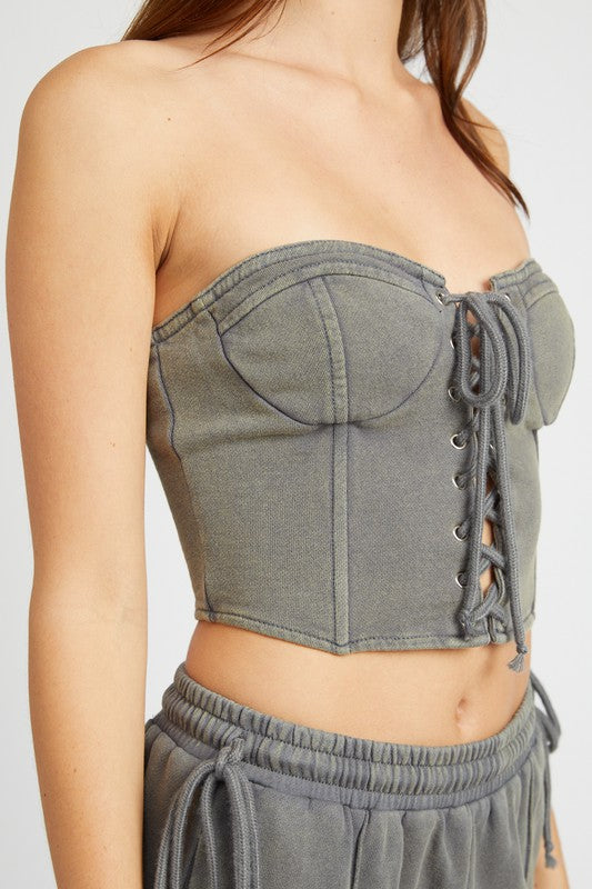 FRENCH TERRY STRAPLESS BUSTIER TOP-Emory Park-[option4]-[option5]-[option6]-[option7]-[option8]-Shop-Boutique-Clothing-for-Women-Online