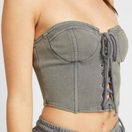 FRENCH TERRY STRAPLESS BUSTIER TOP-Emory Park-[option4]-[option5]-[option6]-[option7]-[option8]-Shop-Boutique-Clothing-for-Women-Online