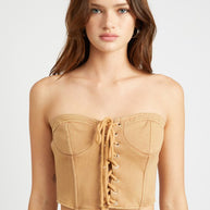 FRENCH TERRY STRAPLESS BUSTIER TOP-Emory Park-BROWN-S-[option4]-[option5]-[option6]-[option7]-[option8]-Shop-Boutique-Clothing-for-Women-Online