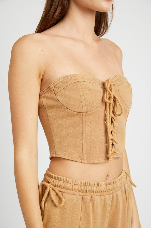 FRENCH TERRY STRAPLESS BUSTIER TOP-Emory Park-[option4]-[option5]-[option6]-[option7]-[option8]-Shop-Boutique-Clothing-for-Women-Online