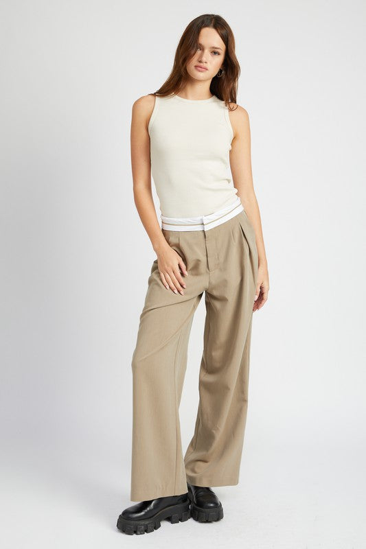 REVERSE WAIST BAND TAILORED PANTS-Emory Park-[option4]-[option5]-[option6]-[option7]-[option8]-Shop-Boutique-Clothing-for-Women-Online