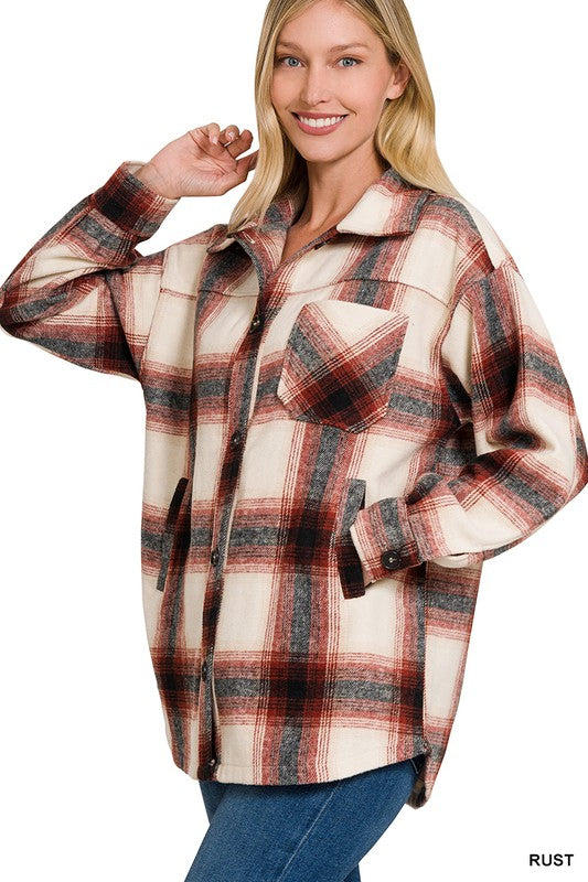 Zenana Oversized Yarn Dyed Plaid Longline Shacket-ZENANA-RUST-S-[option4]-[option5]-[option6]-[option7]-[option8]-Shop-Boutique-Clothing-for-Women-Online