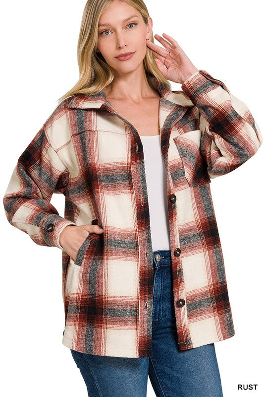 Zenana Oversized Yarn Dyed Plaid Longline Shacket-ZENANA-[option4]-[option5]-[option6]-[option7]-[option8]-Shop-Boutique-Clothing-for-Women-Online