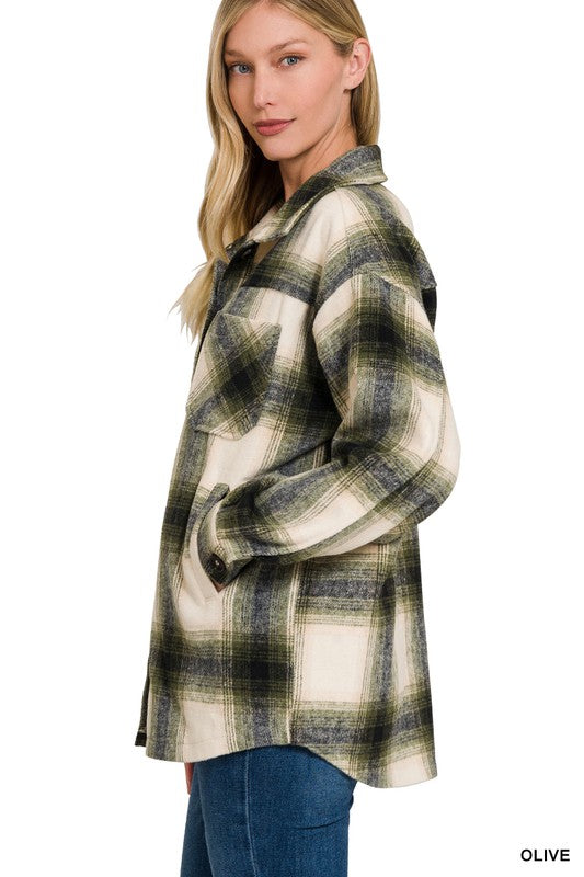 Zenana Oversized Yarn Dyed Plaid Longline Shacket-ZENANA-[option4]-[option5]-[option6]-[option7]-[option8]-Shop-Boutique-Clothing-for-Women-Online