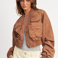 CROPPED BOMBER JACKET-Emory Park-BROWN-S-[option4]-[option5]-[option6]-[option7]-[option8]-Shop-Boutique-Clothing-for-Women-Online