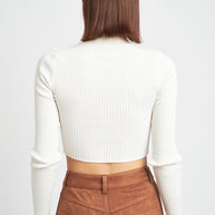 MOCK NECK CROP TOP WITH CUT OUT-Emory Park-[option4]-[option5]-[option6]-[option7]-[option8]-Shop-Boutique-Clothing-for-Women-Online