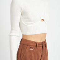 MOCK NECK CROP TOP WITH CUT OUT-Emory Park-[option4]-[option5]-[option6]-[option7]-[option8]-Shop-Boutique-Clothing-for-Women-Online
