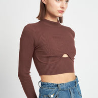MOCK NECK CROP TOP WITH CUT OUT-Emory Park-[option4]-[option5]-[option6]-[option7]-[option8]-Shop-Boutique-Clothing-for-Women-Online
