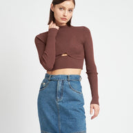 MOCK NECK CROP TOP WITH CUT OUT-Emory Park-BROWN-S-[option4]-[option5]-[option6]-[option7]-[option8]-Shop-Boutique-Clothing-for-Women-Online