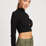 MOCK NECK CROP TOP WITH CUT OUT-Emory Park-[option4]-[option5]-[option6]-[option7]-[option8]-Shop-Boutique-Clothing-for-Women-Online