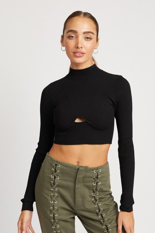 MOCK NECK CROP TOP WITH CUT OUT-Emory Park-BLACK-S-[option4]-[option5]-[option6]-[option7]-[option8]-Shop-Boutique-Clothing-for-Women-Online