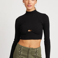 MOCK NECK CROP TOP WITH CUT OUT-Emory Park-BLACK-S-[option4]-[option5]-[option6]-[option7]-[option8]-Shop-Boutique-Clothing-for-Women-Online