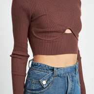 MOCK NECK CROP TOP WITH CUT OUT-Emory Park-[option4]-[option5]-[option6]-[option7]-[option8]-Shop-Boutique-Clothing-for-Women-Online