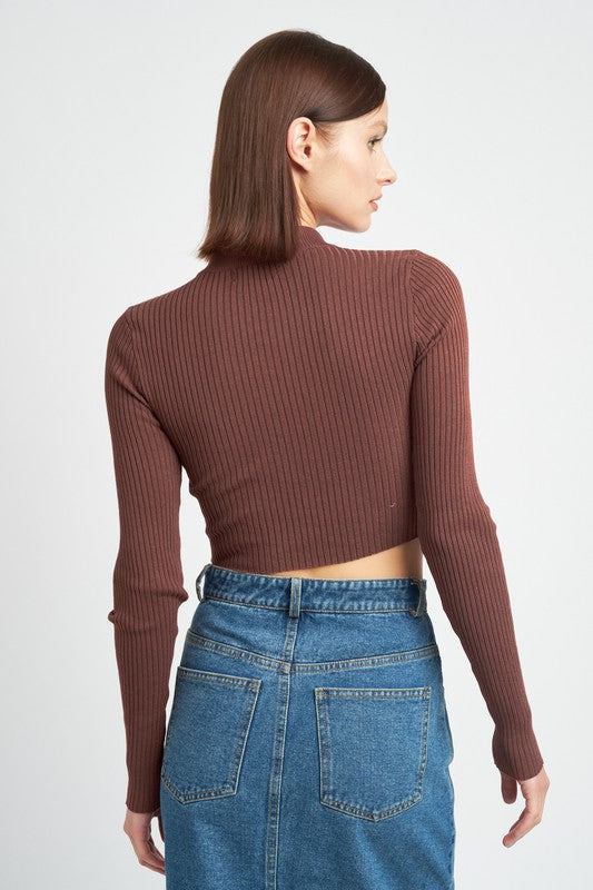 MOCK NECK CROP TOP WITH CUT OUT-Emory Park-[option4]-[option5]-[option6]-[option7]-[option8]-Shop-Boutique-Clothing-for-Women-Online