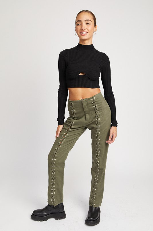 MOCK NECK CROP TOP WITH CUT OUT-Emory Park-[option4]-[option5]-[option6]-[option7]-[option8]-Shop-Boutique-Clothing-for-Women-Online