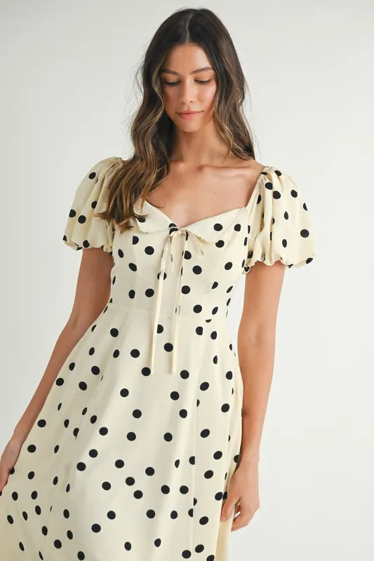 MABLE Polka Dot Puff Sleeve Midi Dress-Dresses-Trendsi-[option4]-[option5]-[option6]-[option7]-[option8]-Shop-Boutique-Clothing-for-Women-Online