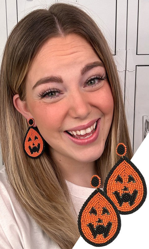 Jack O Lantern Teardrop Earrings-Sugar Stitch-Multi-OneSize-[option4]-[option5]-[option6]-[option7]-[option8]-Shop-Boutique-Clothing-for-Women-Online