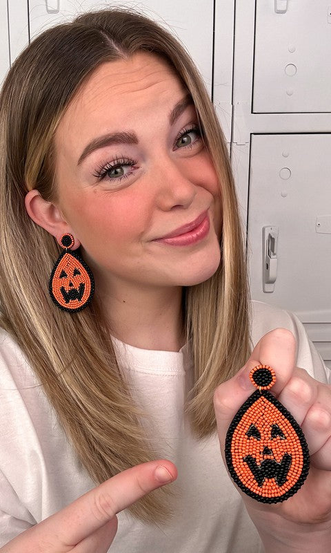 Jack O Lantern Teardrop Earrings-Sugar Stitch-Multi-OneSize-[option4]-[option5]-[option6]-[option7]-[option8]-Shop-Boutique-Clothing-for-Women-Online