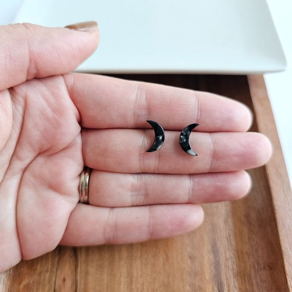 Mini Moon Studs - Black-Spiffy & Splendid-Black-OneSize-[option4]-[option5]-[option6]-[option7]-[option8]-Shop-Boutique-Clothing-for-Women-Online