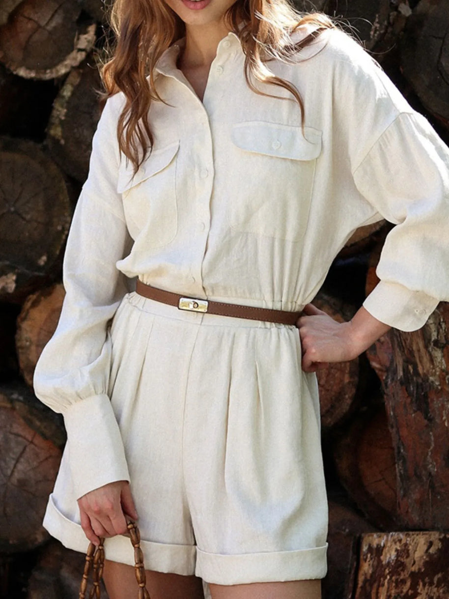 Casual Button Front Long Sleeve Romper-Sets-Trendsi-[option4]-[option5]-[option6]-[option7]-[option8]-Shop-Boutique-Clothing-for-Women-Online