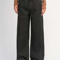 BOYFRINED PANTS WITH CONTRASTED STITCHING-Emory Park-[option4]-[option5]-[option6]-[option7]-[option8]-Shop-Boutique-Clothing-for-Women-Online