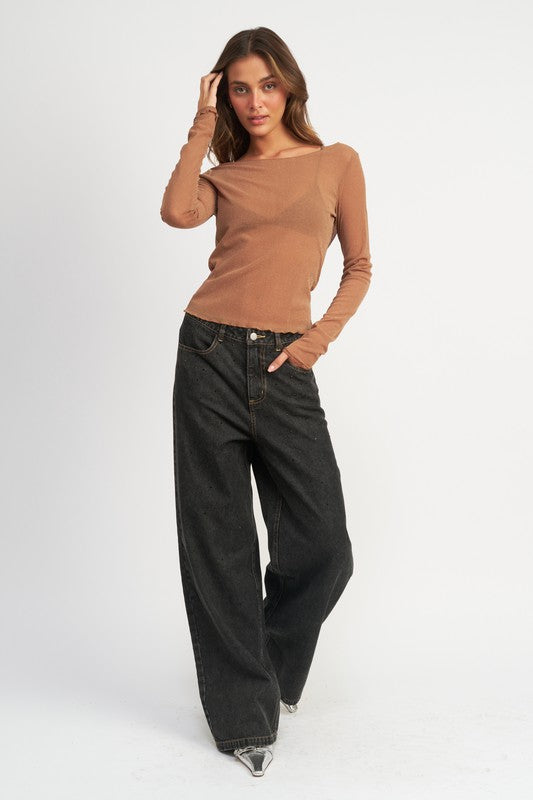 BOYFRINED PANTS WITH CONTRASTED STITCHING-Emory Park-[option4]-[option5]-[option6]-[option7]-[option8]-Shop-Boutique-Clothing-for-Women-Online