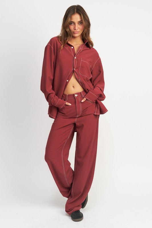 CONTRAST STITCHING STRAIGHT LEG PANTS-Emory Park-[option4]-[option5]-[option6]-[option7]-[option8]-Shop-Boutique-Clothing-for-Women-Online