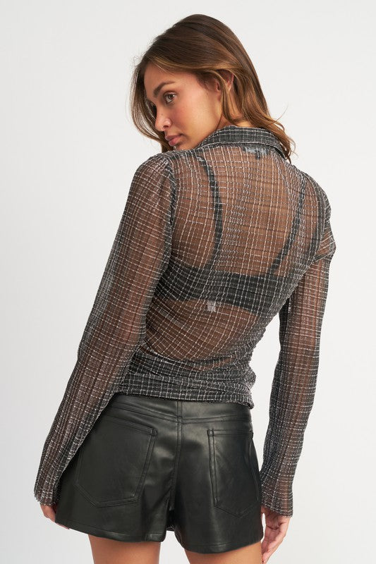 BUTTON DOWN SHEER TOP-Emory Park-[option4]-[option5]-[option6]-[option7]-[option8]-Shop-Boutique-Clothing-for-Women-Online