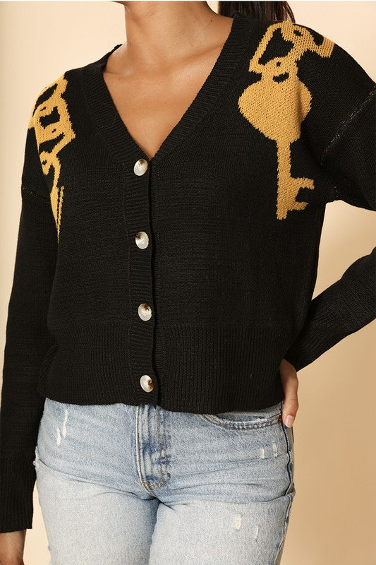 Lock and key cropped cardigan-Miss Sparkling-[option4]-[option5]-[option6]-[option7]-[option8]-Shop-Boutique-Clothing-for-Women-Online