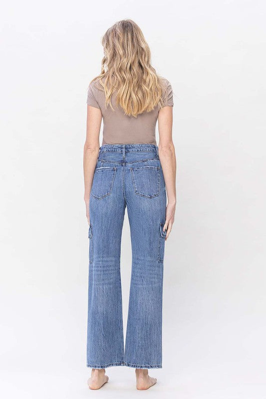 Vervet High Rise Dad Cargo Jeans-VERVET by Flying Monkey-[option4]-[option5]-[option6]-[option7]-[option8]-Shop-Boutique-Clothing-for-Women-Online