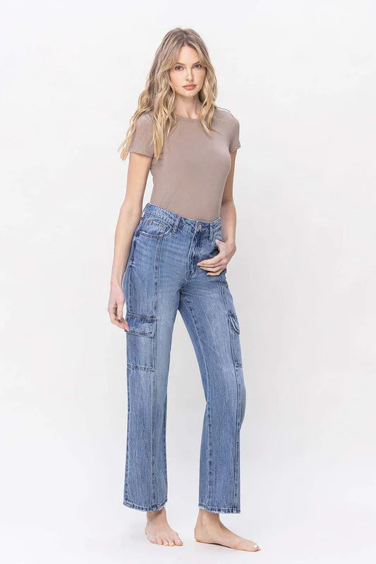 Vervet High Rise Dad Cargo Jeans-The Bee Chic Boutique-[option4]-[option5]-[option6]-[option7]-[option8]-Shop-Boutique-Clothing-for-Women-Online