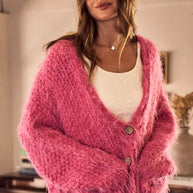 SO ME Soft Touch Hairy Loose Fit Cozy Sweater Cardigan-Cardigans-Trendsi-[option4]-[option5]-[option6]-[option7]-[option8]-Shop-Boutique-Clothing-for-Women-Online