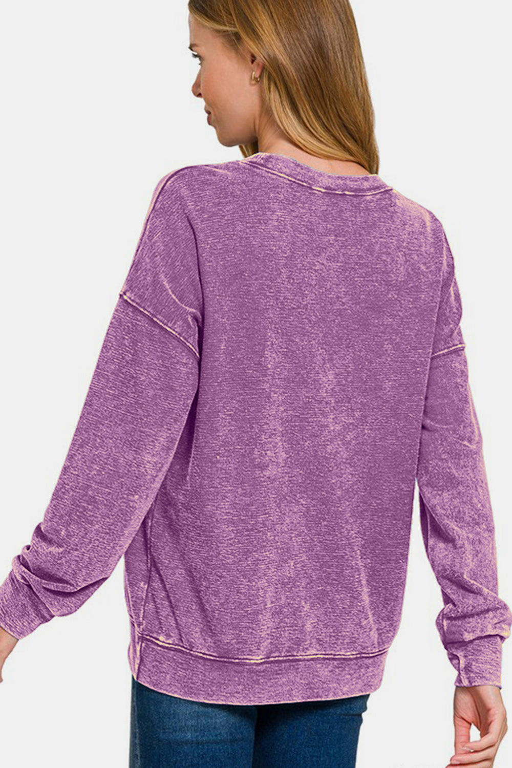 Zenana Washed Round Neck Dropped Shoulder Sweatshirt-Trendsi-[option4]-[option5]-[option6]-[option7]-[option8]-Shop-Boutique-Clothing-for-Women-Online