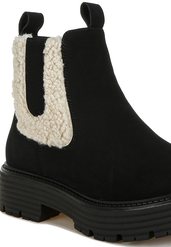 Mothman Faux Fur Detail Chunky Ankle Boots-Rag Company-[option4]-[option5]-[option6]-[option7]-[option8]-Shop-Boutique-Clothing-for-Women-Online
