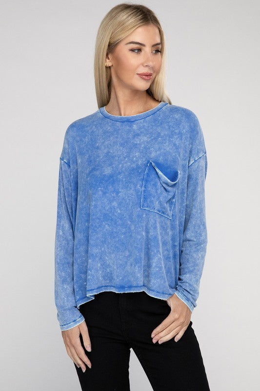 Zenana Washed Ribbed Dolman Sleeve Round Neck Top-ZENANA-[option4]-[option5]-[option6]-[option7]-[option8]-Shop-Boutique-Clothing-for-Women-Online