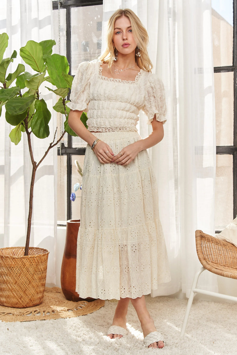 ADORA Lace Smocked Waist Peasant Top-top-Trendsi-[option4]-[option5]-[option6]-[option7]-[option8]-Shop-Boutique-Clothing-for-Women-Online