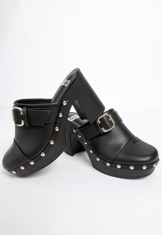 Septim Genuine Leather Studded Clog Heels-Rag Company-[option4]-[option5]-[option6]-[option7]-[option8]-Shop-Boutique-Clothing-for-Women-Online