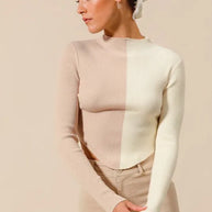 SO ME Color Block Fitted Crop Sweater Top-Sweaters-Trendsi-[option4]-[option5]-[option6]-[option7]-[option8]-Shop-Boutique-Clothing-for-Women-Online