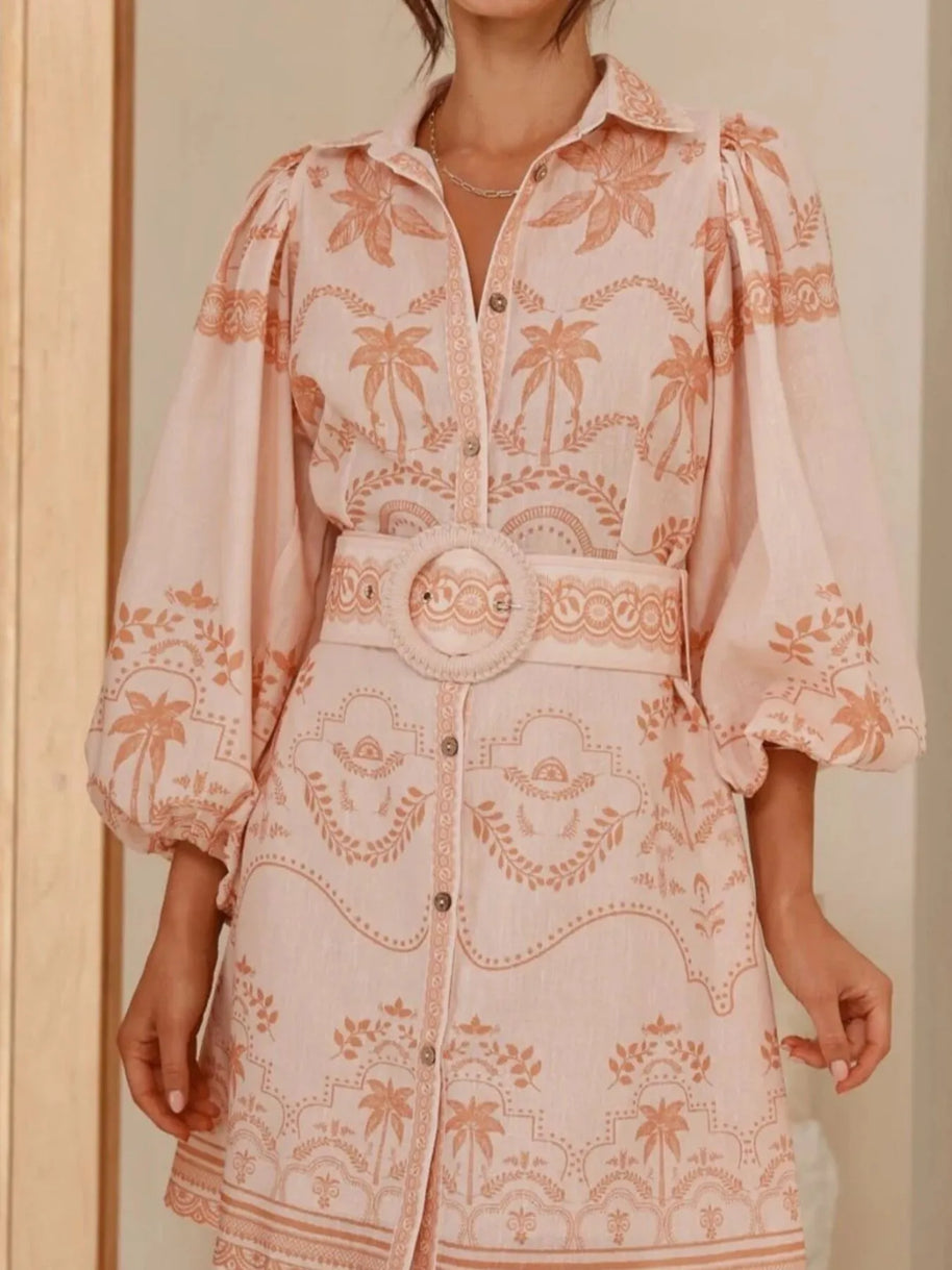 Printed Button Down Shirt Dress with Belt-Dresses-Trendsi-[option4]-[option5]-[option6]-[option7]-[option8]-Shop-Boutique-Clothing-for-Women-Online