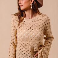 SO ME Geometric Pattern Open Knit Lightweight Sweater-Sweaters-Trendsi-[option4]-[option5]-[option6]-[option7]-[option8]-Shop-Boutique-Clothing-for-Women-Online