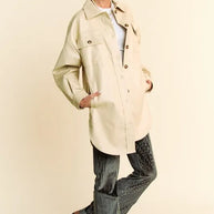 Davi & Dani Faux Leather Button Up Jacket with Chest Pockets-Jackets-Trendsi-[option4]-[option5]-[option6]-[option7]-[option8]-Shop-Boutique-Clothing-for-Women-Online