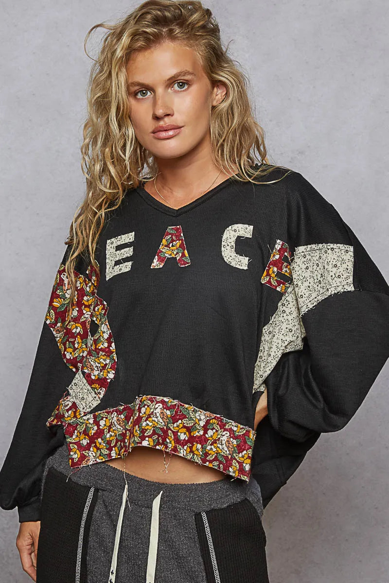 POL Peace Patch Floral Long Sleeve Hoodie-Sweatshirts & Hoodies-Trendsi-[option4]-[option5]-[option6]-[option7]-[option8]-Shop-Boutique-Clothing-for-Women-Online