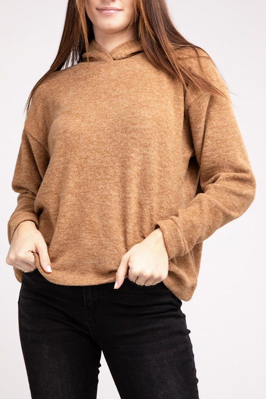 Zenana Hooded Brushed Melange Hacci Sweater-ZENANA-DEEP CAMEL-S/M-[option4]-[option5]-[option6]-[option7]-[option8]-Shop-Boutique-Clothing-for-Women-Online