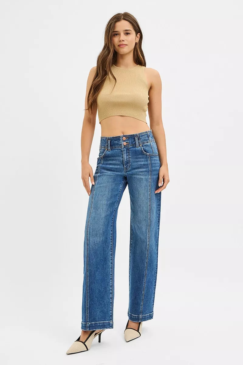 RISEN Mid Rise Fit Wide Baggy Jeans-Jeans-Trendsi-[option4]-[option5]-[option6]-[option7]-[option8]-Shop-Boutique-Clothing-for-Women-Online