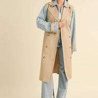 MABLE Layered Look Trench Coat With Denim Jacket-Coats & Jackets-Trendsi-[option4]-[option5]-[option6]-[option7]-[option8]-Shop-Boutique-Clothing-for-Women-Online