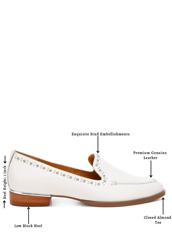 Wolferton Delicate Stud Detail Leather Loafers-Rag Company-[option4]-[option5]-[option6]-[option7]-[option8]-Shop-Boutique-Clothing-for-Women-Online