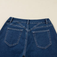 Denim Stitch High-Waist Cuff Jeans-JUNIPER BLVD-[option4]-[option5]-[option6]-[option7]-[option8]-Shop-Boutique-Clothing-for-Women-Online