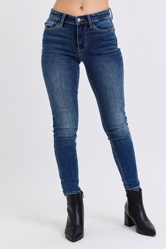 Judy Blue Mid-Rise Waist Skinny Jeans with Thermal Lining-Trendsi-[option4]-[option5]-[option6]-[option7]-[option8]-Shop-Boutique-Clothing-for-Women-Online