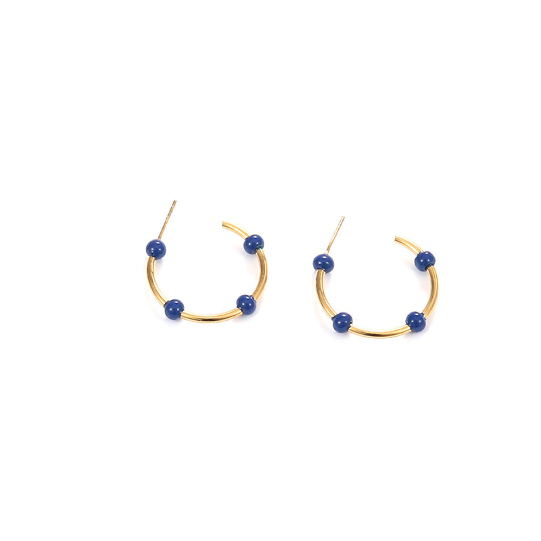 Willow Moon Retro Hand Enamel C-Shaped Hoop Earrings with Box-Hoop Earrings-Kiwidrop-Blue-[option4]-[option5]-[option6]-[option7]-[option8]-Shop-Boutique-Clothing-for-Women-Online